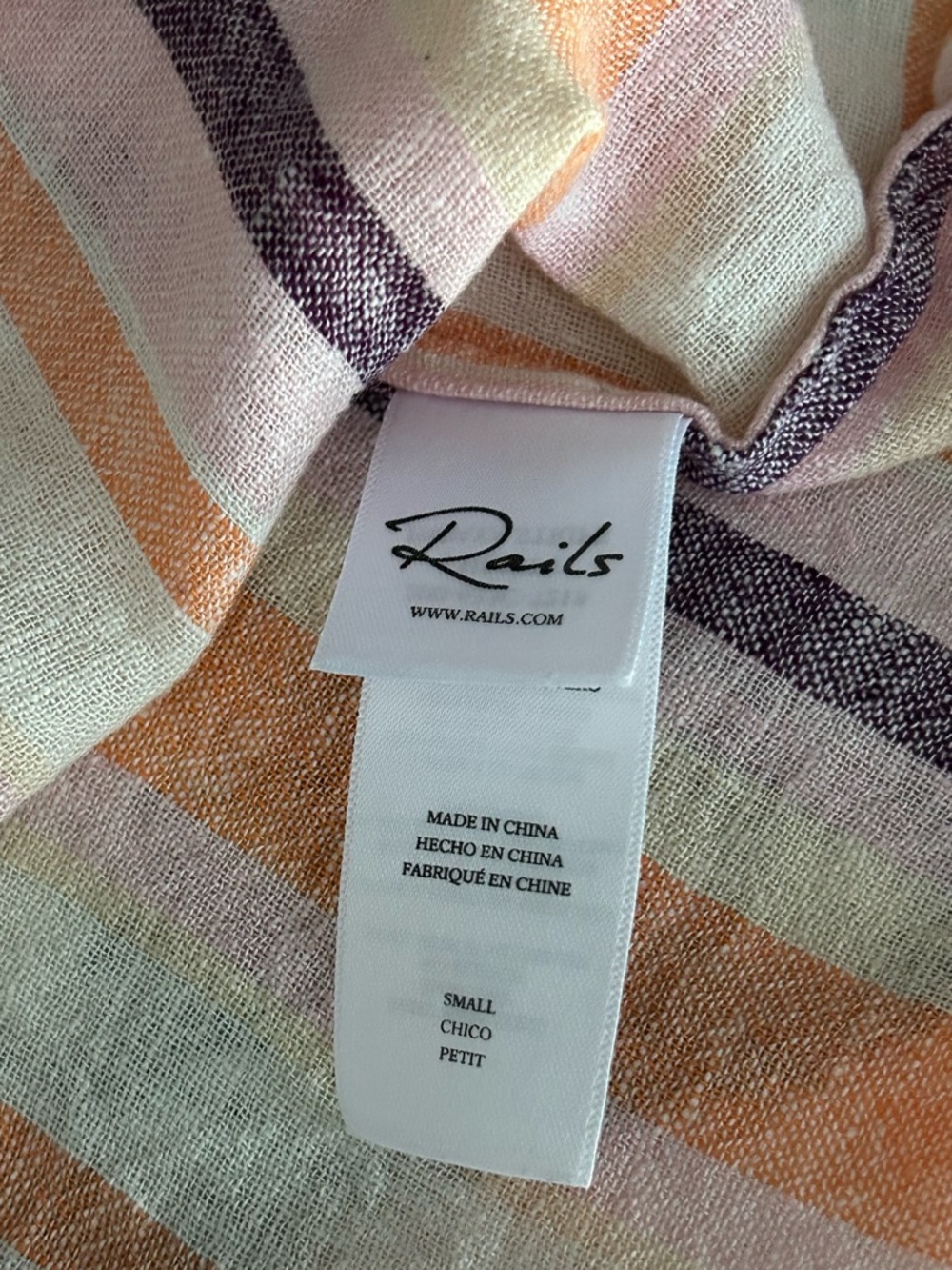 Rails Christy Luxe Linen Sleeveless Top Papaya Stripe Purple Orange Pink Size S - Picture 9 of 13